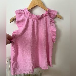 Pink By the River ruffle sleeve top Sz L. BNWT.